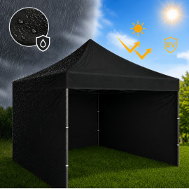 Party stan nožnicový s bočnými stenami 3x3m čierny