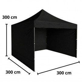 Party stan nožnicový s bočnými stenami 3x3m čierny