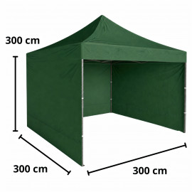 Party stan nožnicový s bočnými stenami 3x3m zelený