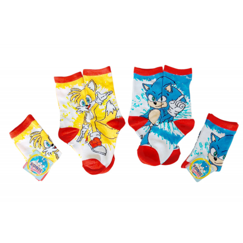 Detské ponožky Ježko Sonic a Líška Tails 5-8 rokov 4 páry Detské ponožky Ježko Sonic a Líška Tails 5-8 rokov 4 páry