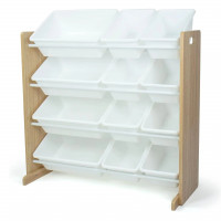 Detský úložný regál na hračky drevený-biely