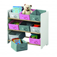 Organizér na hračky ružovo-sivý