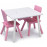 Detský stôl so stoličkami Bielo-ružový