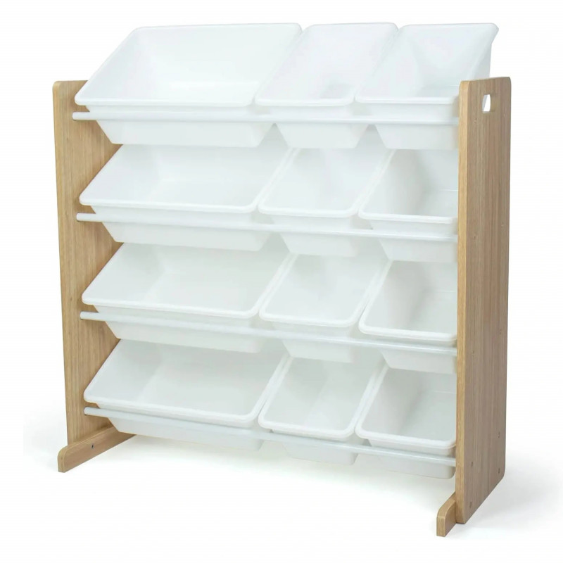 Detský úložný regál na hračky drevený-biely Detský úložný regál na hračky drevený-biely