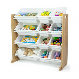 Detský úložný regál na hračky drevený-biely Detský úložný regál na hračky drevený-biely