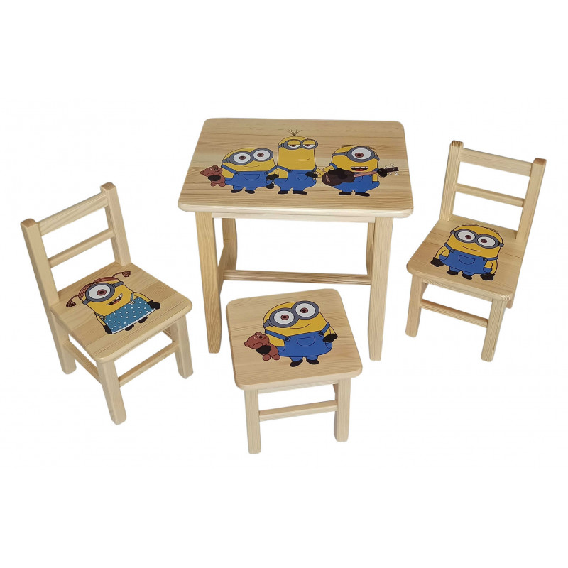 Detský stôl s tromi stoličkami Wood Mimoni