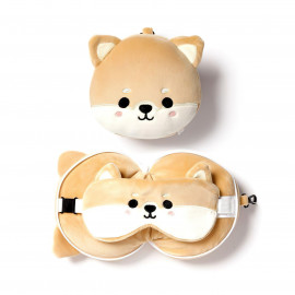Cestovný vankúšik a maska na oči Psík Shiba Inu