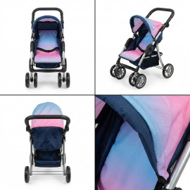 Skladací kočík pre bábiky Rainbow s otočnými kolieskami