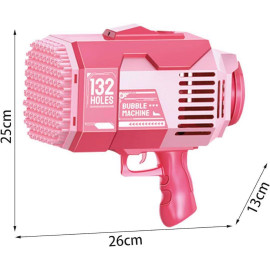 Maxi pištoľ na bubliny - 132 bublín ružová