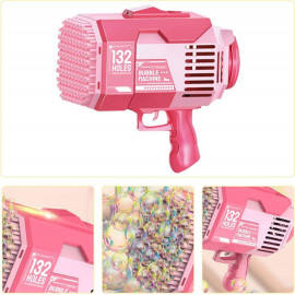 Maxi pištoľ na bubliny - 132 bublín ružová