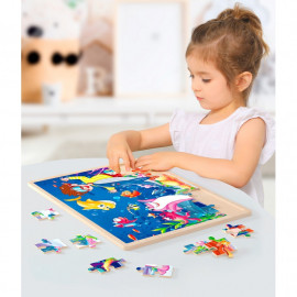 Drevené puzzle vodný svet 60 dielikov