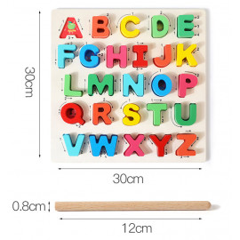 Drevené montessori puzzle zábavná abeceda