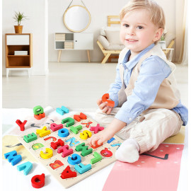 Drevené montessori puzzle zábavná abeceda