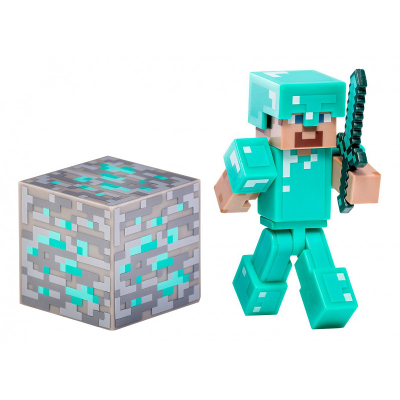 Figúrka Minecraft Diamantový Steve s príslušenstvom 7cm Figúrka Minecraft Diamantový Steve s príslušenstvom 7cm