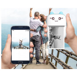 Prenosná bluetooth termotlačiareň Mačička modrá C9