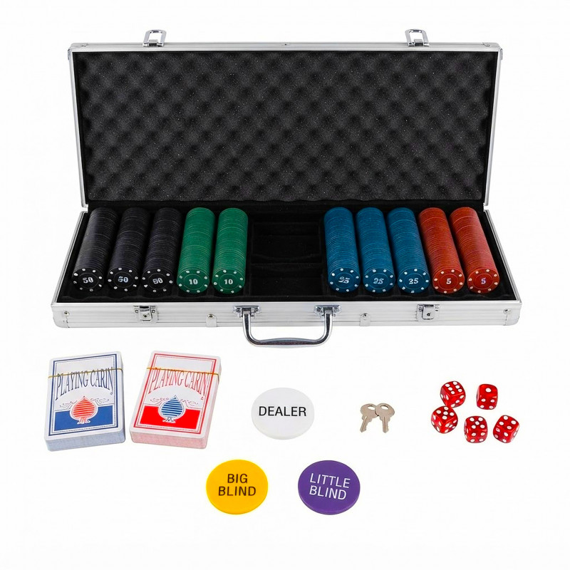 Poker sada v kufríku Exclusive 500 žetónov + karty + kocky