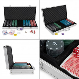 Poker sada v kufríku Exclusive 500 žetónov + karty + kocky