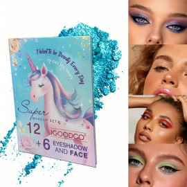 Detská kozmetická paleta Glitter Unicorn so zrkadielkom