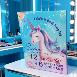 Detská kozmetická paleta Glitter Unicorn so zrkadielkom