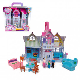 Prenosný domček pre bábiky s nábytkom a figúrkami 25cm