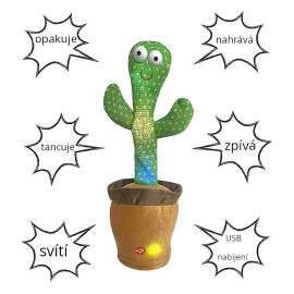 Interaktívna plyšová hračka Kaktus spievajúci tancujúci USB 34cm