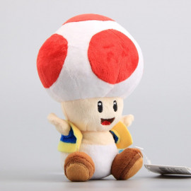 Plyšová hračka Super Mario Toad červená huba 17cm
