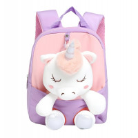 Detský batoh s plyšákom Jednorožec fialový