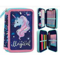 Školský peračník dvojposchodový s náplňou Unicorn