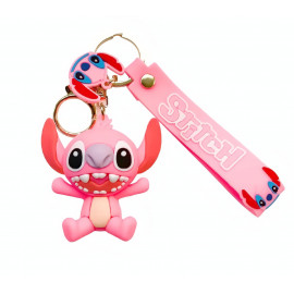 Detská kľúčenka Lilo a Stitch Angel ružová s pútkom a karabínou