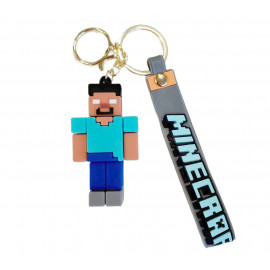 Detská kľúčenka Minecraft Steve Pixel s pútkom a karabínou