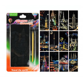 Vyškrabávacie obrázky Scratch art Svetovej stavby 12 listov