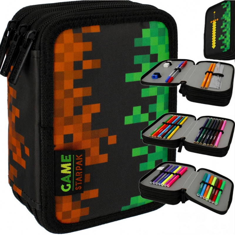 Školský peračník trojposchodový s náplňou Minecraft Pixel Školský peračník trojposchodový s náplňou Minecraft Pixel