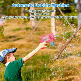 Automatická pištoľ na bubliny ružová s náplňou