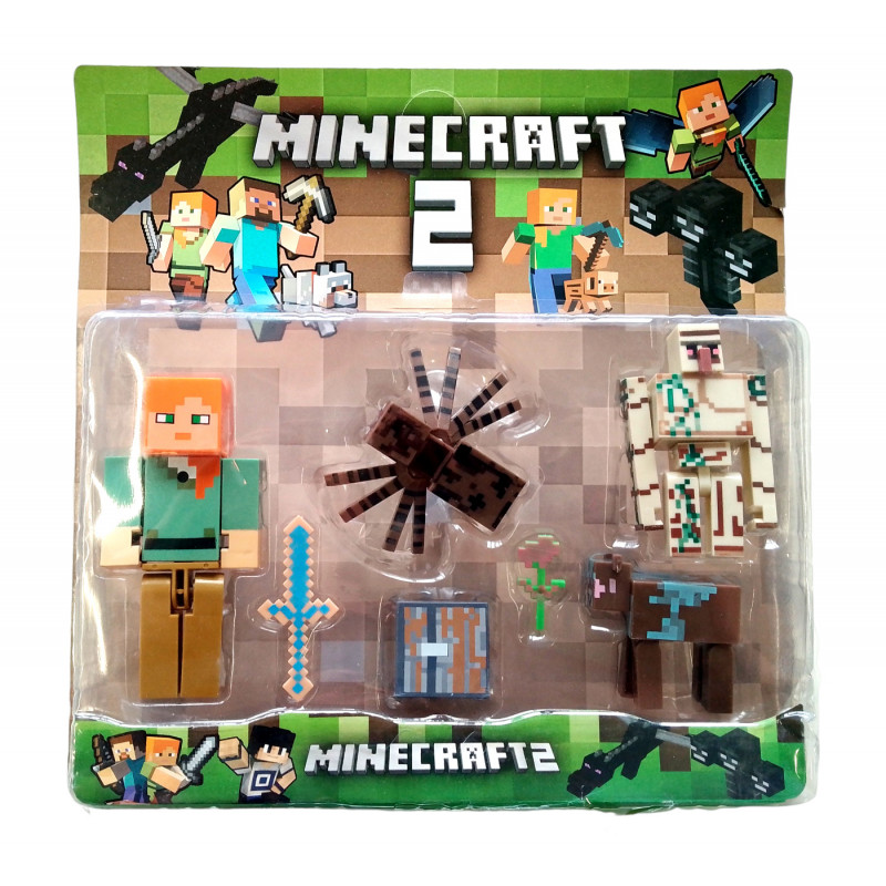 Kolekcia figúrok Minecraft Alex a Golem súprava 7 ks