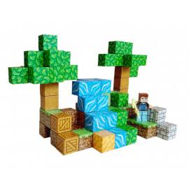 Magnetická stavebnica Minecraft Stromy a vodopád s postavičkou 101ks