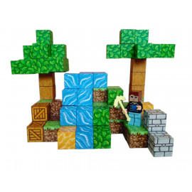 Magnetická stavebnica Minecraft Stromy a vodopád s postavičkou 101ks