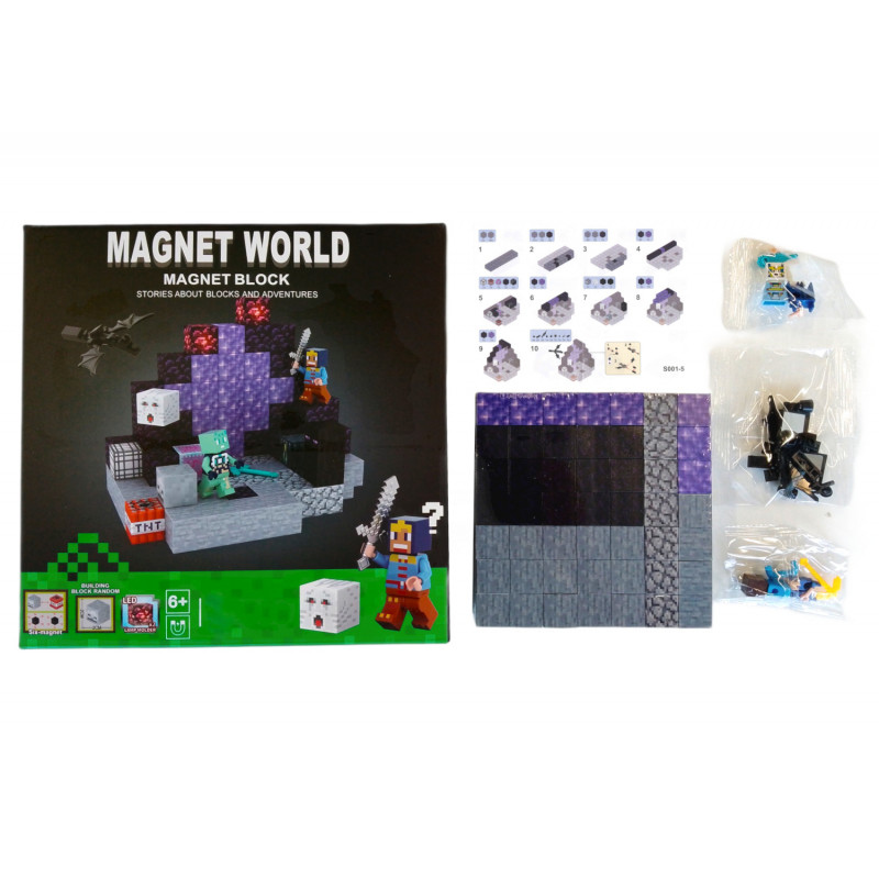 Magnetická stavebnica Minecraft Dragon world svietiaca 100ks