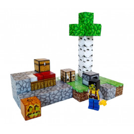 Magnetická stavebnica Minecraft Úkryt s posteľou, pecou a truhlou 51ks