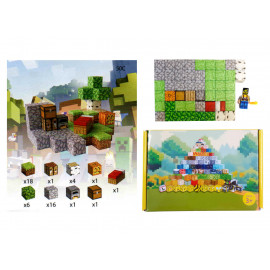Magnetická stavebnica Minecraft Úkryt s posteľou, pecou a truhlou 51ks