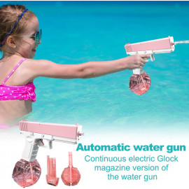 Automatická vodná pištoľ Spray so zásobníkmi ružová