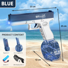 Automatická vodná pištoľ Glock so zásobníkmi modrá
