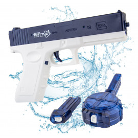Automatická vodná pištoľ Glock so zásobníkmi modrá