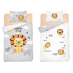 Detské bambusové obliečky Little King - sivé 135x100cm