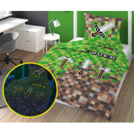 Detské svietiaci obliečky Minecraft Game over 140x200 cm