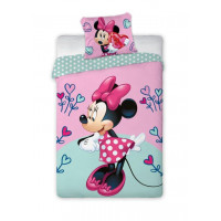 Detské obliečky Myška Minnie s farebnými srdiečkami 140x200 cm