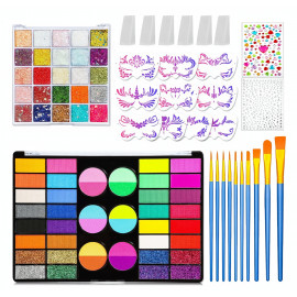 Veľká detská kreatívna sada farieb na telo a tvár 54 farieb