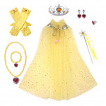 Súprava Žltá pelerína so šperkami a rukavicami 10ks