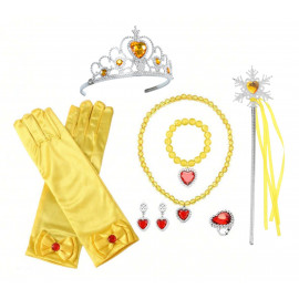 Súprava Žltá pelerína so šperkami a rukavicami 10ks