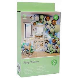 Veľká sada balónikov na girlande zeleno-zlatá 113 ks
