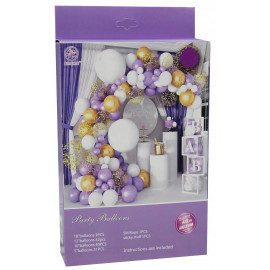 Veľká sada balónikov na girlandu fialovo-zlatá 120 ks Veľká sada balónikov na girlandu fialovo-zlatá 120 ks